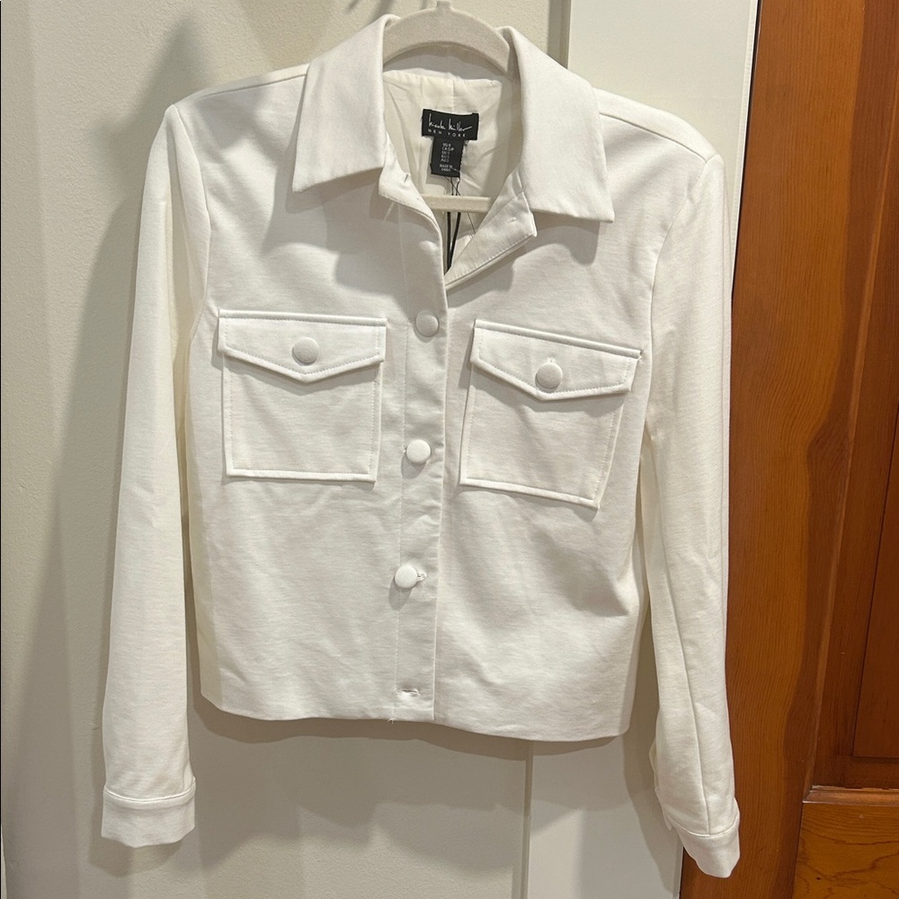 Nicole Miller Cream Button-Up Blazer